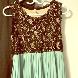Lace top sea foam green maxi dress gown